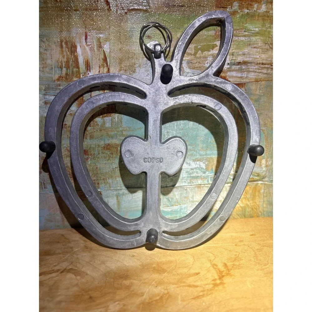 Vintage Copco Cast Aluminum Apple Trivet Silver Mid Century Modern Kitchen Decor